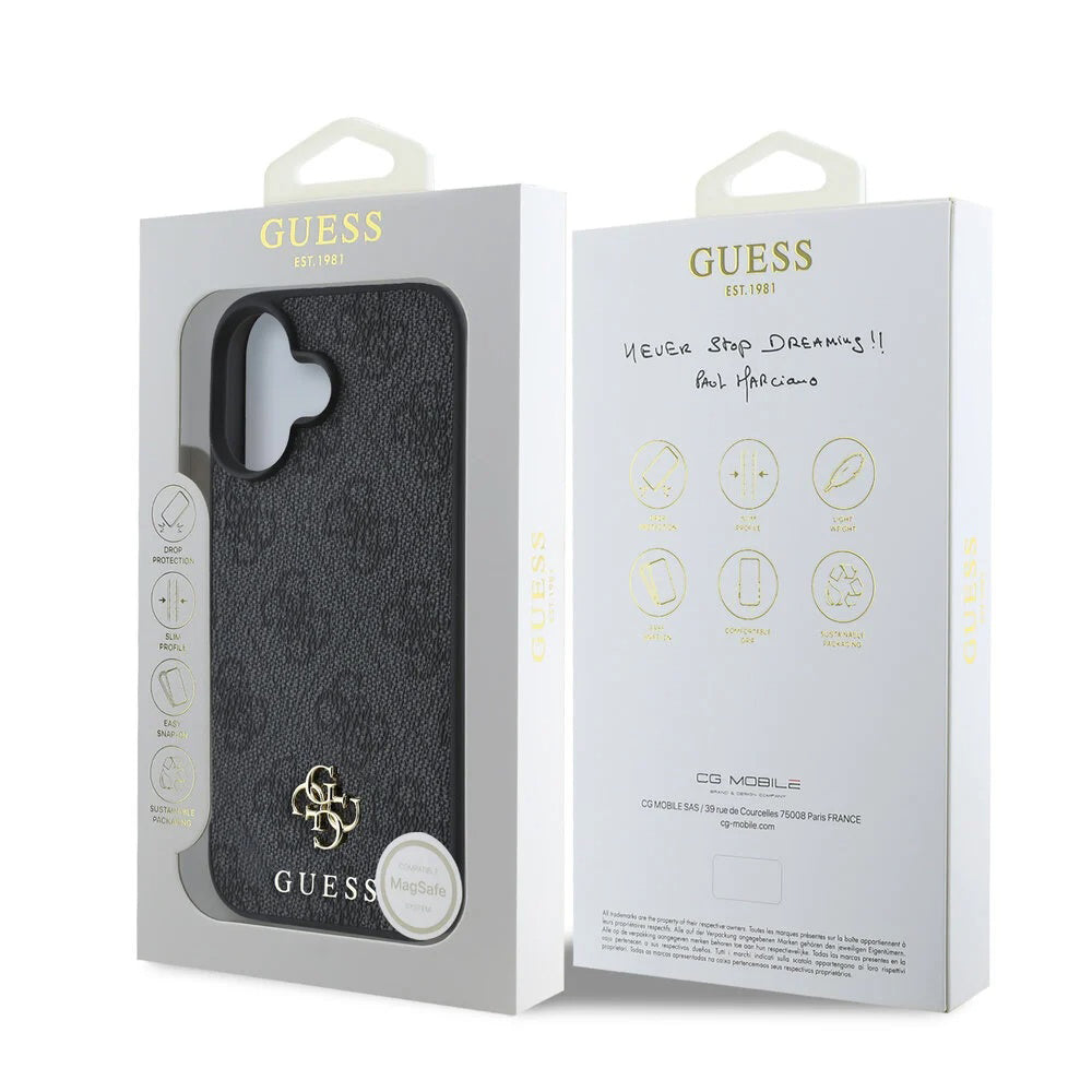 Capa MagSafe para Apple iPhone 16, Guess, 4G Classic, Preta