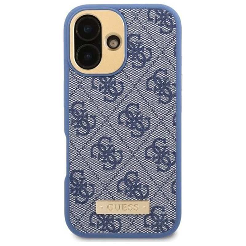 Capa MagSafe para Apple iPhone 16, Guess, 4G Logo Plate, Azul