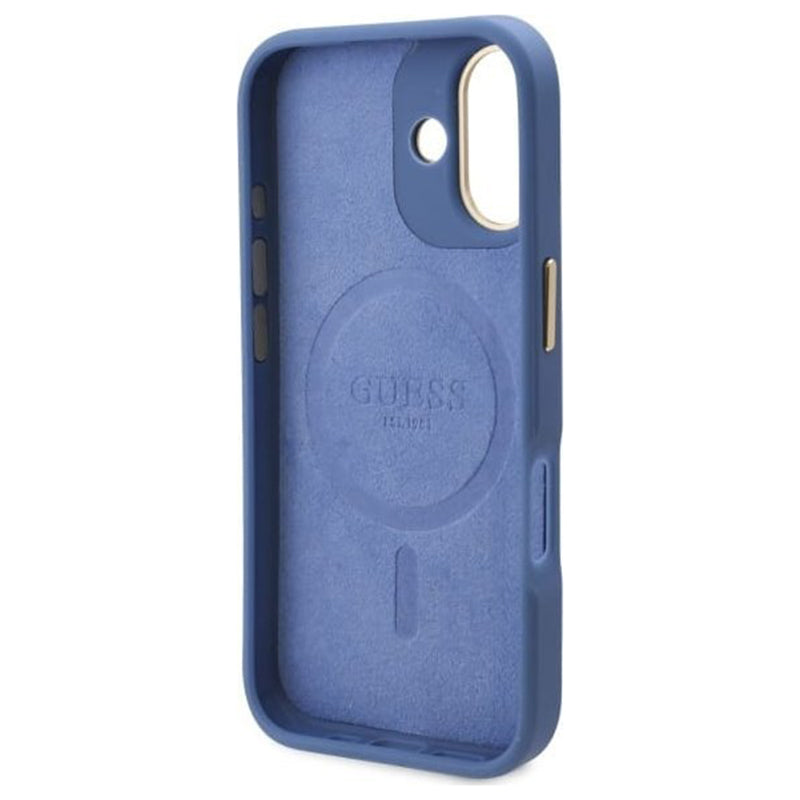 Capa MagSafe para Apple iPhone 16, Guess, 4G Logo Plate, Azul