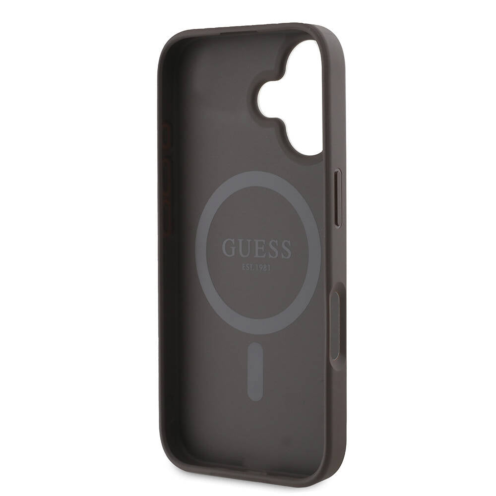 Capa MagSafe para Apple iPhone 16, Guess, 4G Printed Stripes, Marrom