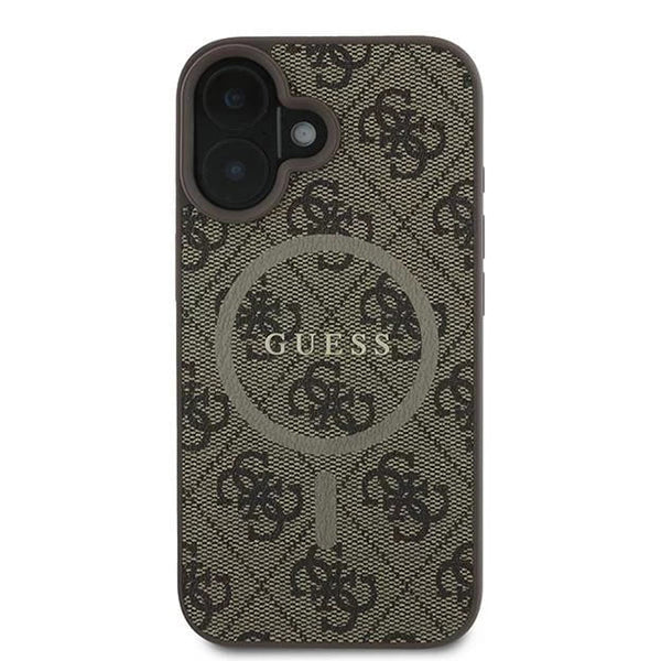 Capa MagSafe para Apple iPhone 16, Guess, 4G Ring Classic Logo, Castanho