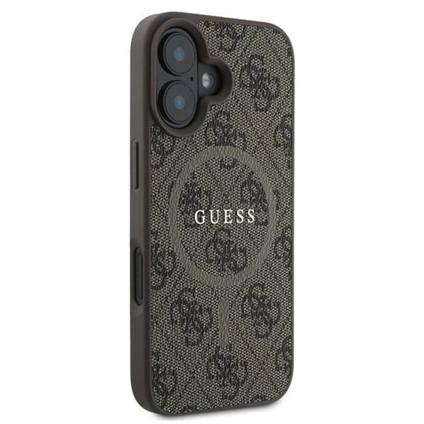 Capa MagSafe para Apple iPhone 16, Guess, 4G Ring Classic Logo, Castanho