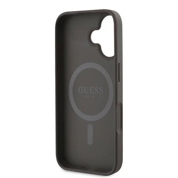 Capa MagSafe para Apple iPhone 16, Guess, 4G Ring Classic Logo, Castanho