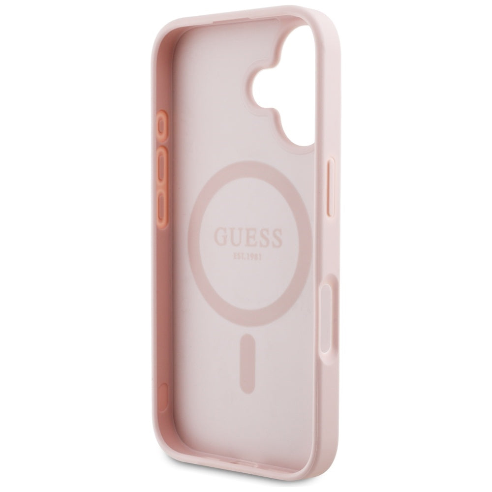 Capa MagSafe para Apple iPhone 16, Guess, Grained Flowers, Rosa