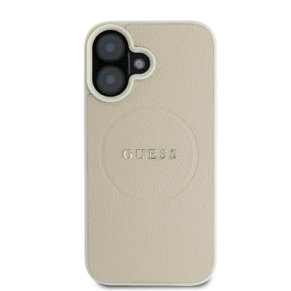 Capa MagSafe para Apple iPhone 16, Guess, Grained Gold Ring, Bege