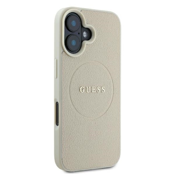 Capa MagSafe para Apple iPhone 16, Guess, Grained Gold Ring, Bege
