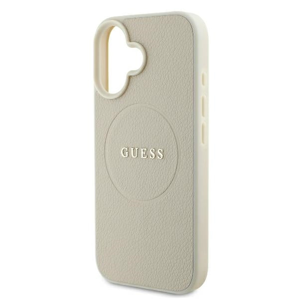 Capa MagSafe para Apple iPhone 16, Guess, Grained Gold Ring, Bege