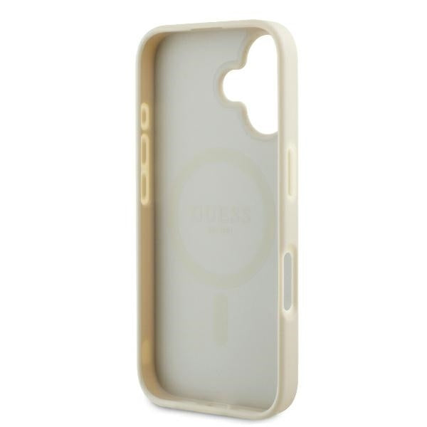 Capa MagSafe para Apple iPhone 16, Guess, Grained Gold Ring, Bege