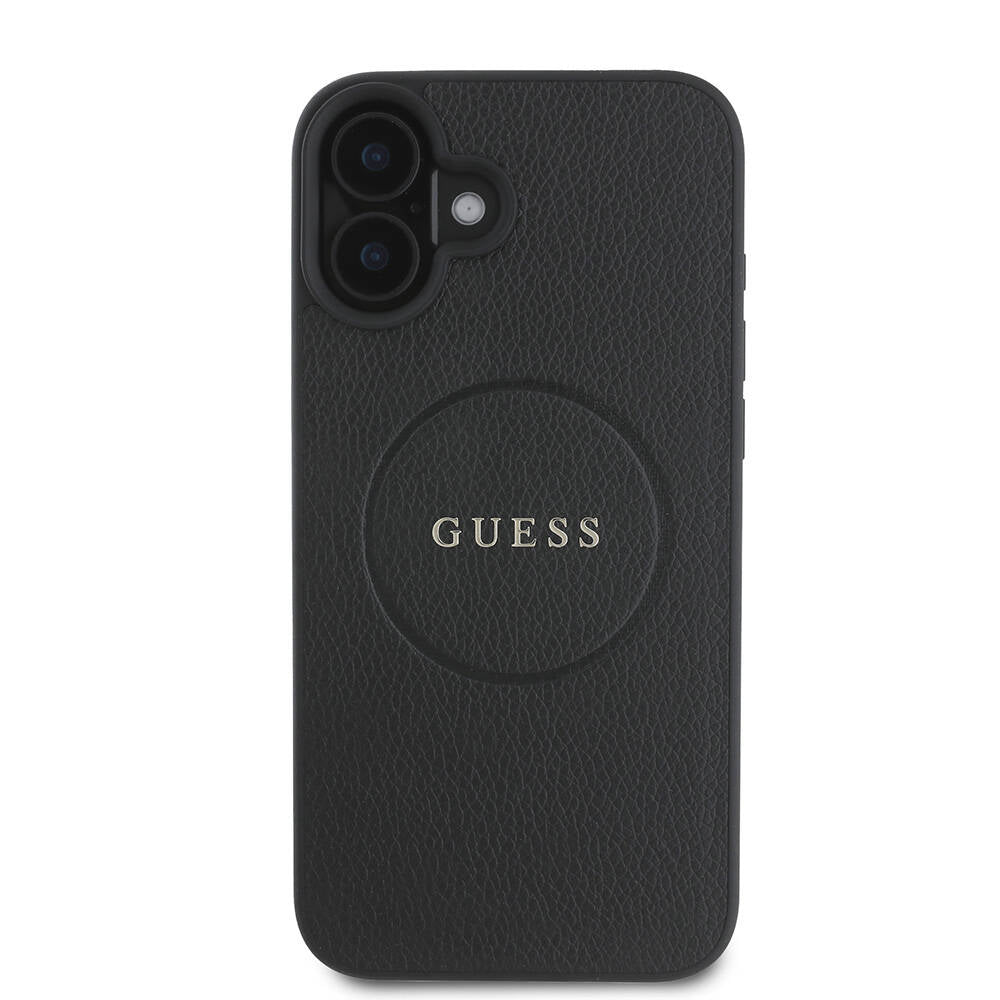 Capa MagSafe para Apple iPhone 16, Guess, Grained Gold Ring, Preta