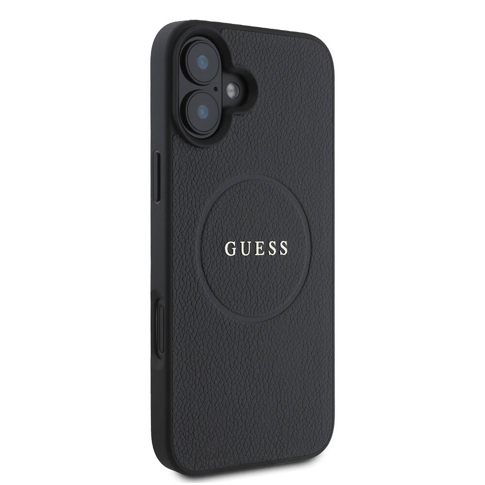 Capa MagSafe para Apple iPhone 16, Guess, Grained Gold Ring, Preta