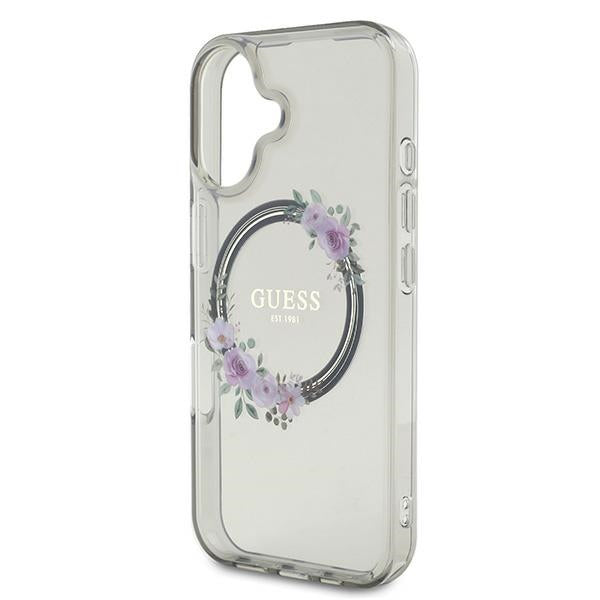 Capa MagSafe para Apple iPhone 16, Guess, IML Flowers Wreath, Preta