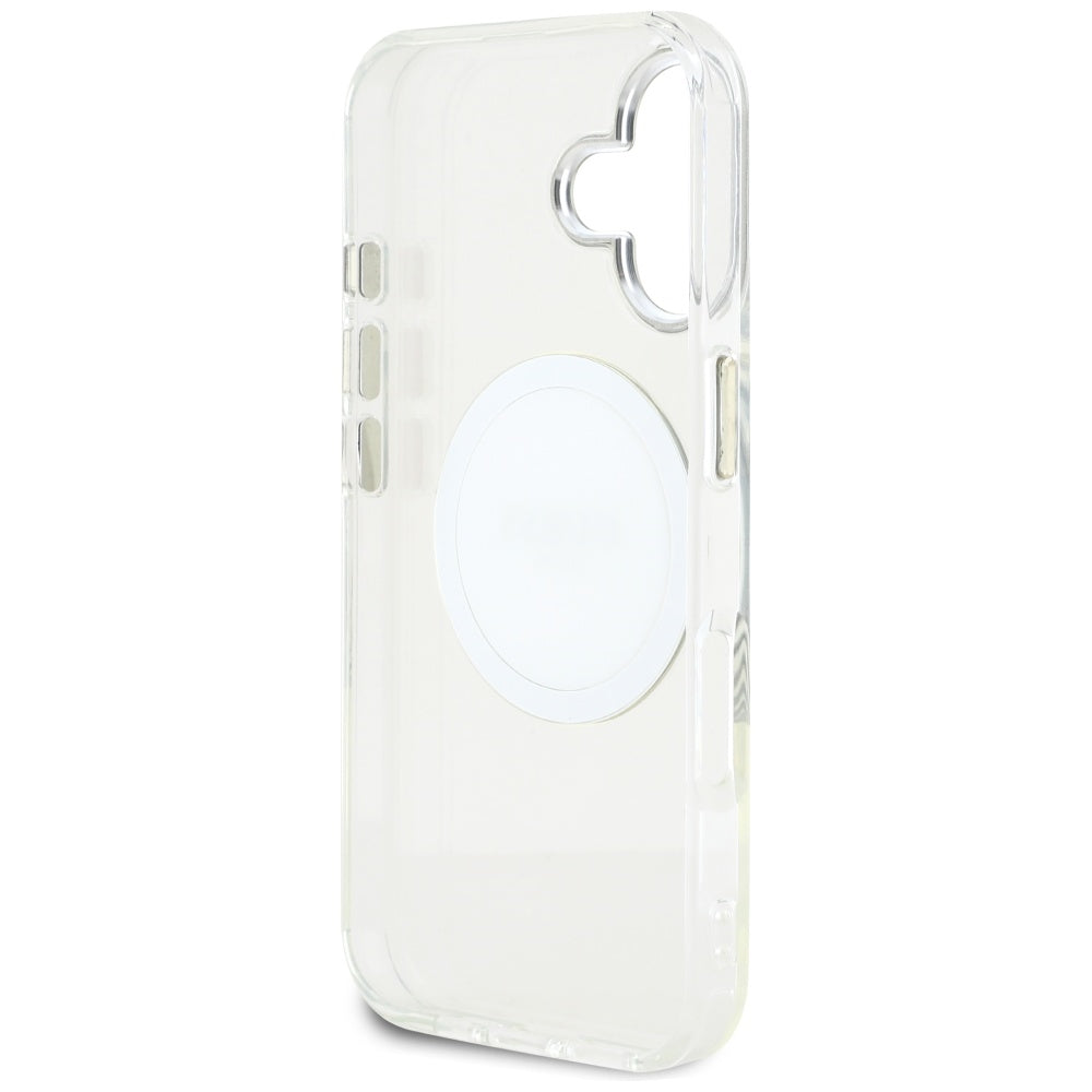 Capa MagSafe para Apple iPhone 16, Guess, IML Metal Colored Circle, Branca