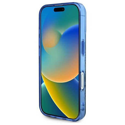 Capa MagSafe para Apple iPhone 16, Guess, IML Peony On 4G Background, Azul