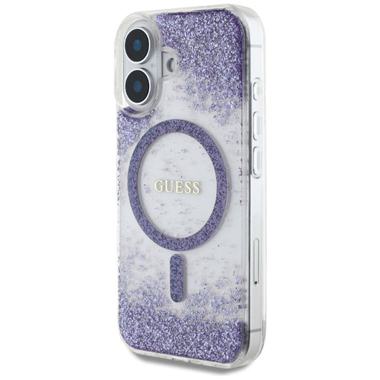 Capa MagSafe para Apple iPhone 16, Guess, Resin Bottom Glitter, Roxo