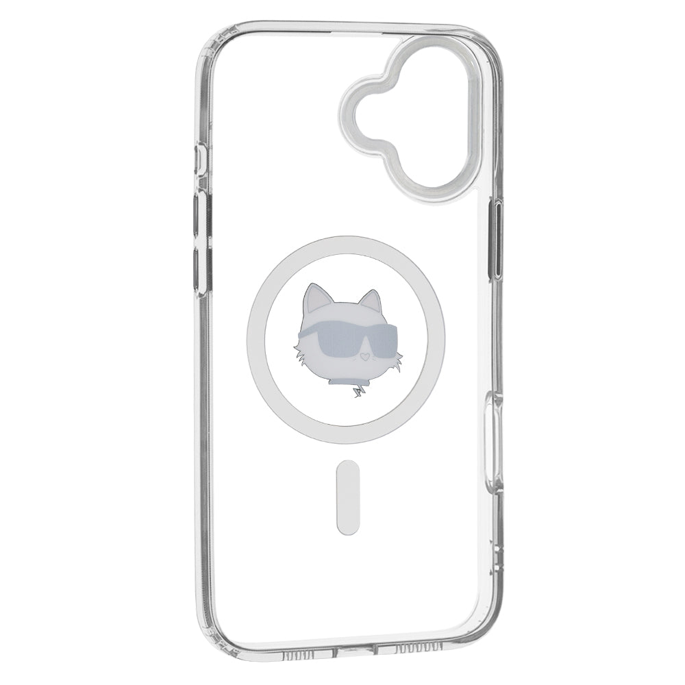 Capa MagSafe para Apple iPhone 16, Karl Lagerfeld, IML Metal Choupette's Head, Branca