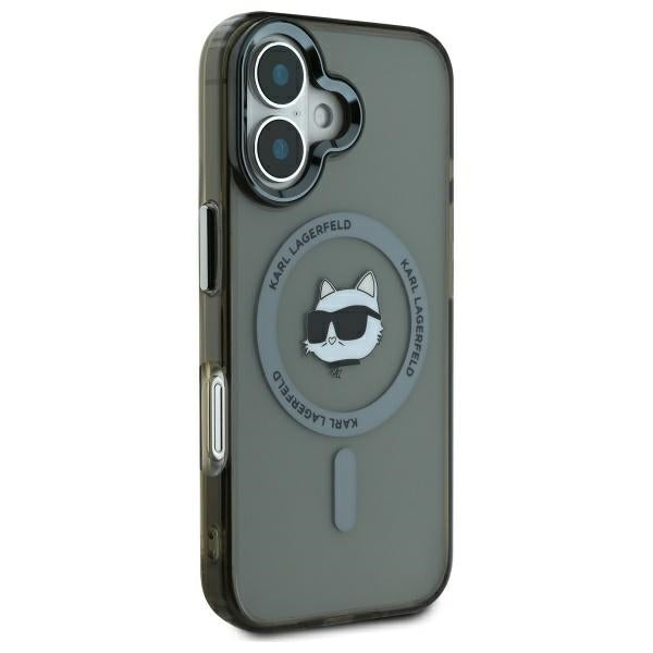 Capa MagSafe para Apple iPhone 16, Karl Lagerfeld, IML Metal Choupette's Head, Preta