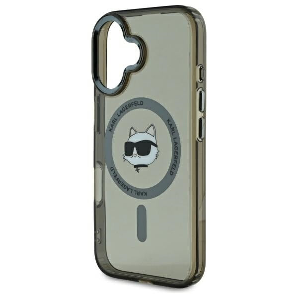 Capa MagSafe para Apple iPhone 16, Karl Lagerfeld, IML Metal Choupette's Head, Preta
