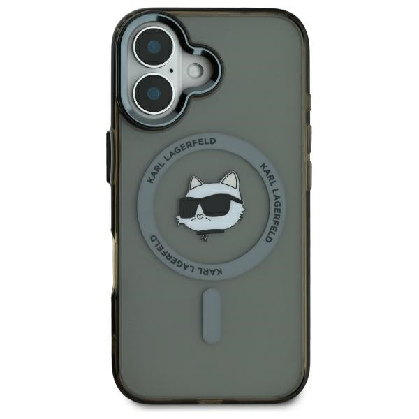 Capa MagSafe para Apple iPhone 16, Karl Lagerfeld, IML Metal Choupette's Head, Preta