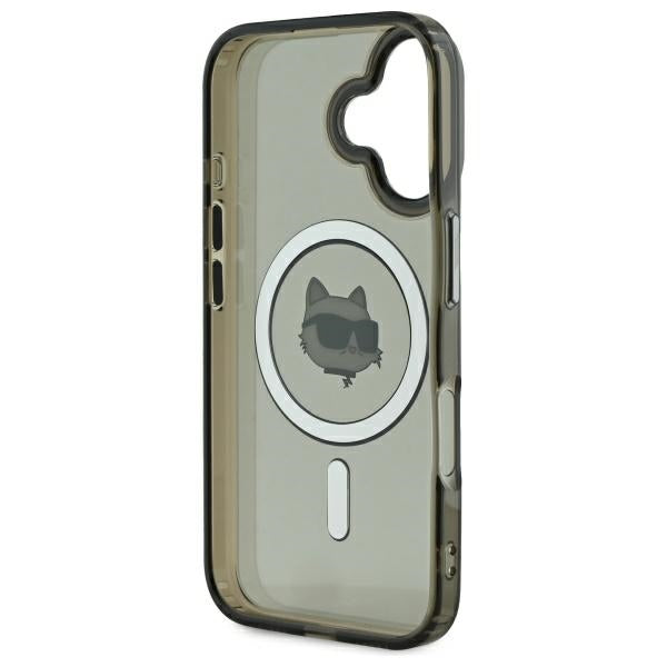 Capa MagSafe para Apple iPhone 16, Karl Lagerfeld, IML Metal Choupette's Head, Preta