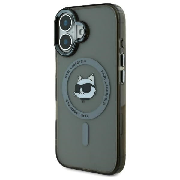 Capa MagSafe para Apple iPhone 16, Karl Lagerfeld, IML Metal Choupette's Head, Preta