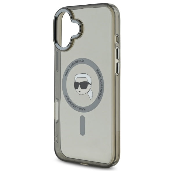 Capa MagSafe para Apple iPhone 16, Karl Lagerfeld, IML Metal Karl's Head, Preta