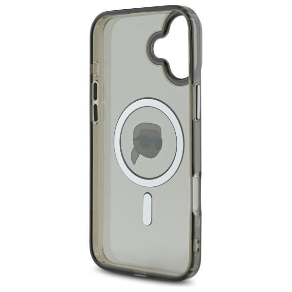 Capa MagSafe para Apple iPhone 16, Karl Lagerfeld, IML Metal Karl's Head, Preta