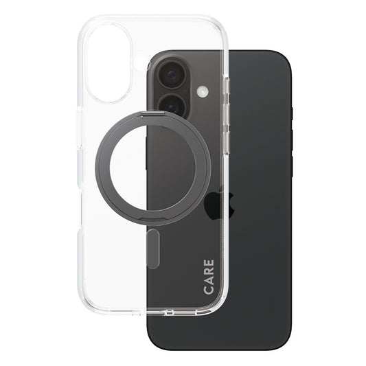 Capa MagSafe para Apple iPhone 16, PanzerGlass, com Suporte Kickstand, Transparente Negra