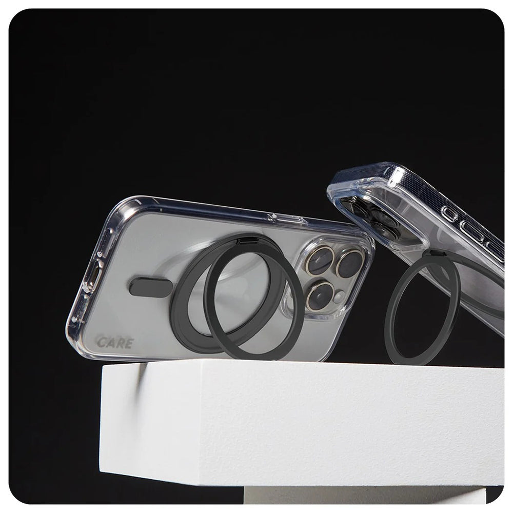 Capa MagSafe para Apple iPhone 16, PanzerGlass, com Suporte Kickstand, Transparente Negra