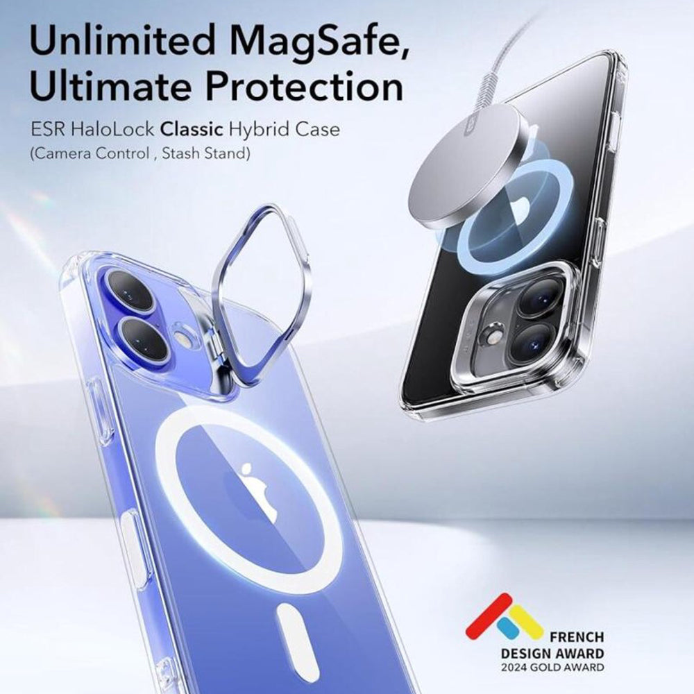 Capa MagSafe para Apple iPhone 16 Plus, ESR, Classic Hybrid Kickstand Slide, Transparente
