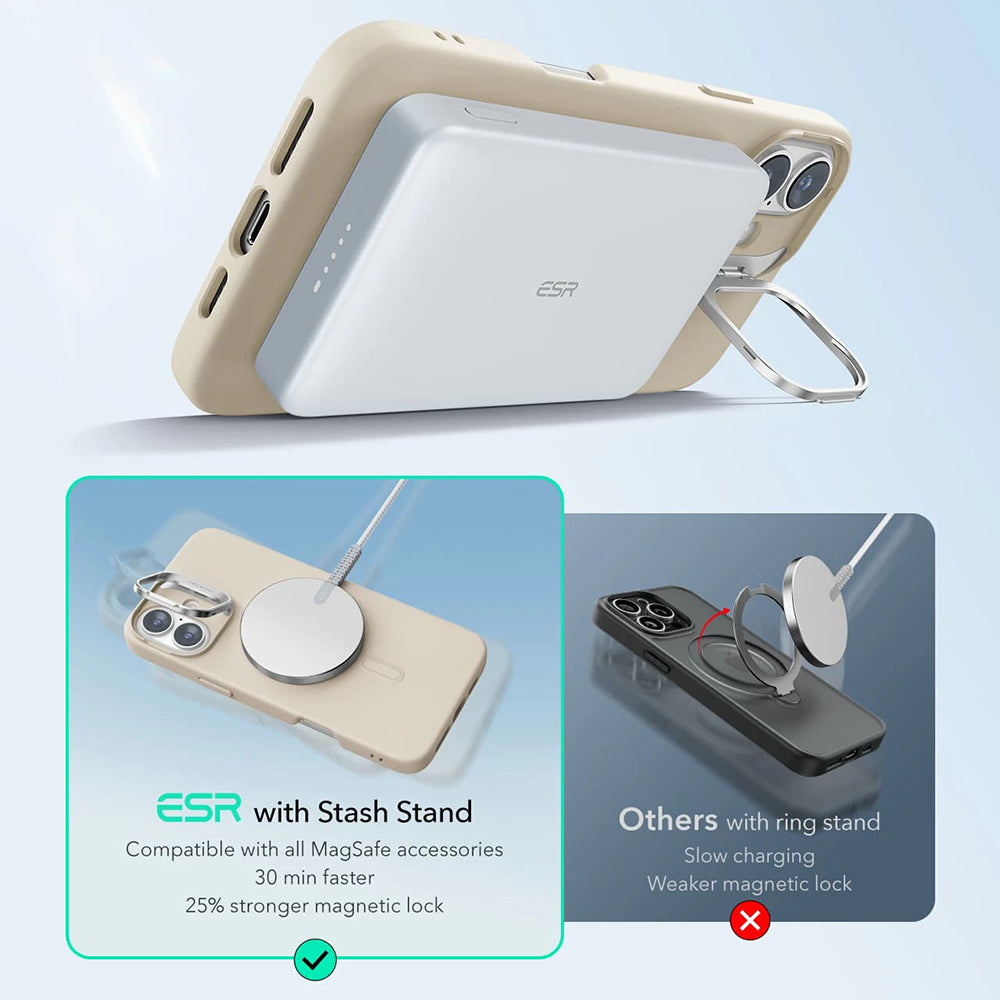 Capa MagSafe para Apple iPhone 16 Plus, ESR, Cloud Soft Kickstand, Creme