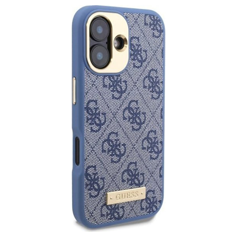 Capa MagSafe para Apple iPhone 16 Plus, Guess, 4G Logo Plate, Azul