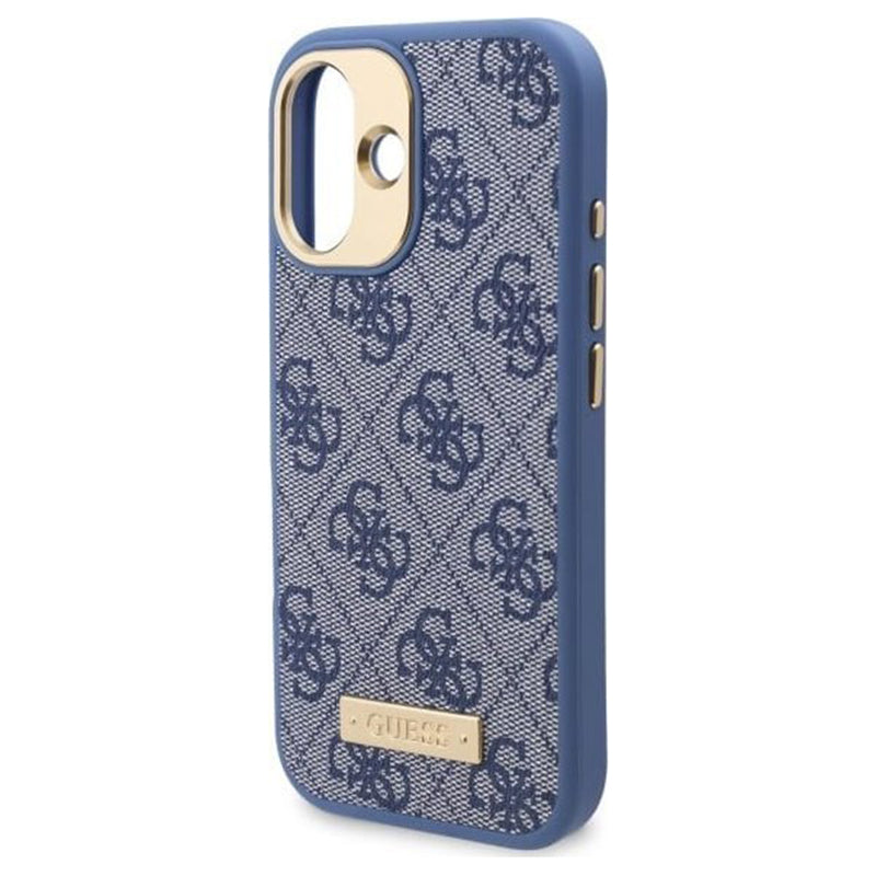 Capa MagSafe para Apple iPhone 16 Plus, Guess, 4G Logo Plate, Azul