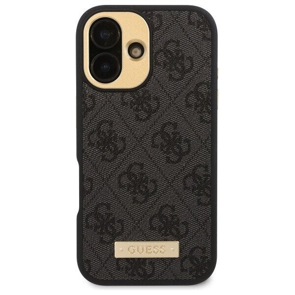 Capa MagSafe para Apple iPhone 16 Plus, Guess, 4G Logo Plate, Preta