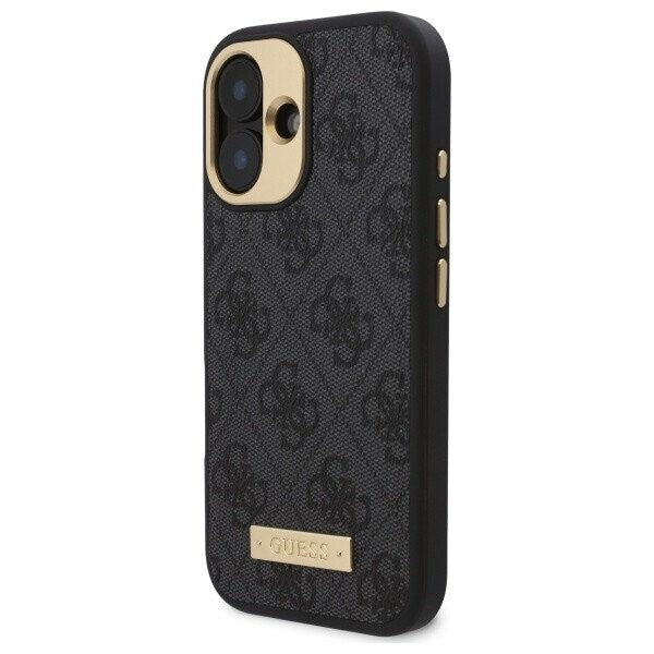 Capa MagSafe para Apple iPhone 16 Plus, Guess, 4G Logo Plate, Preta