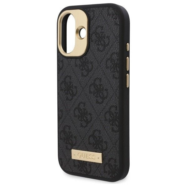 Capa MagSafe para Apple iPhone 16 Plus, Guess, 4G Logo Plate, Preta