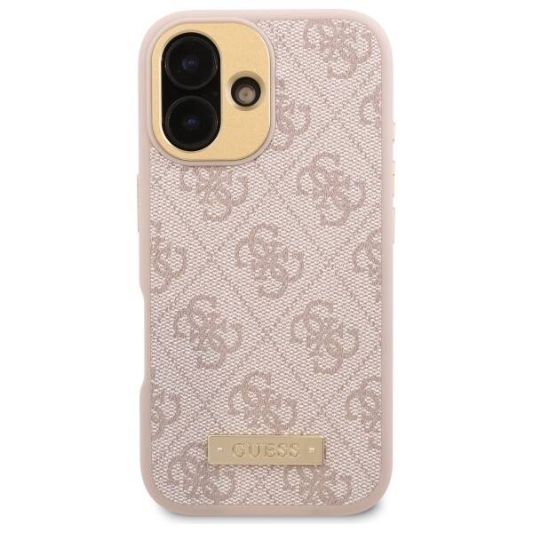 Capa MagSafe para Apple iPhone 16 Plus, Guess, 4G Logo Plate, Rosa