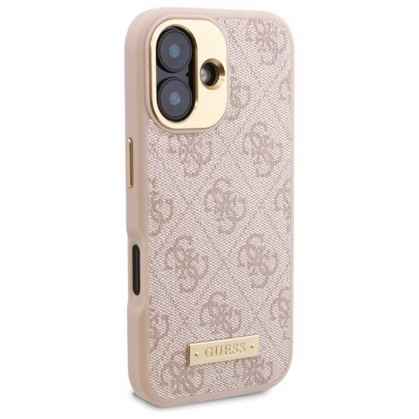 Capa MagSafe para Apple iPhone 16 Plus, Guess, 4G Logo Plate, Rosa