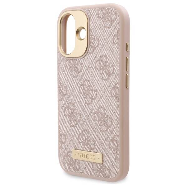 Capa MagSafe para Apple iPhone 16 Plus, Guess, 4G Logo Plate, Rosa