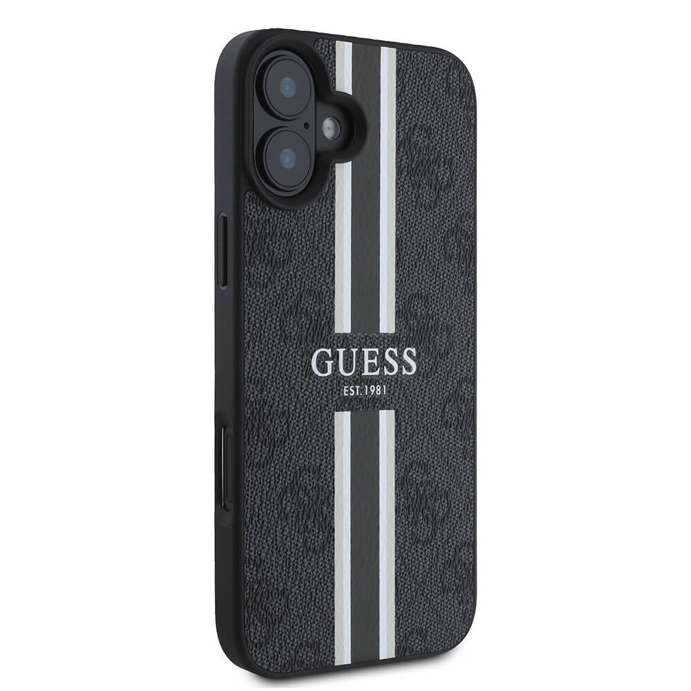 Capa MagSafe para Apple iPhone 16 Plus, Guess, 4G Printed Stripes, Preta