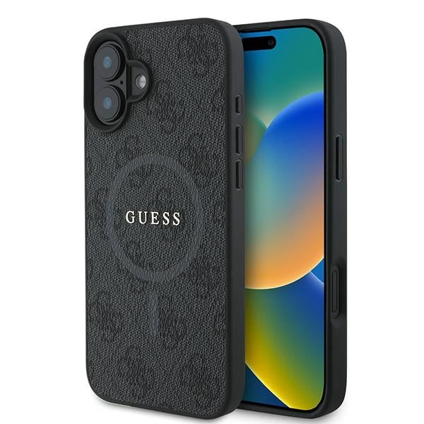 Capa MagSafe para Apple iPhone 16 Plus, Guess, 4G Ring Classic Logo, Preta