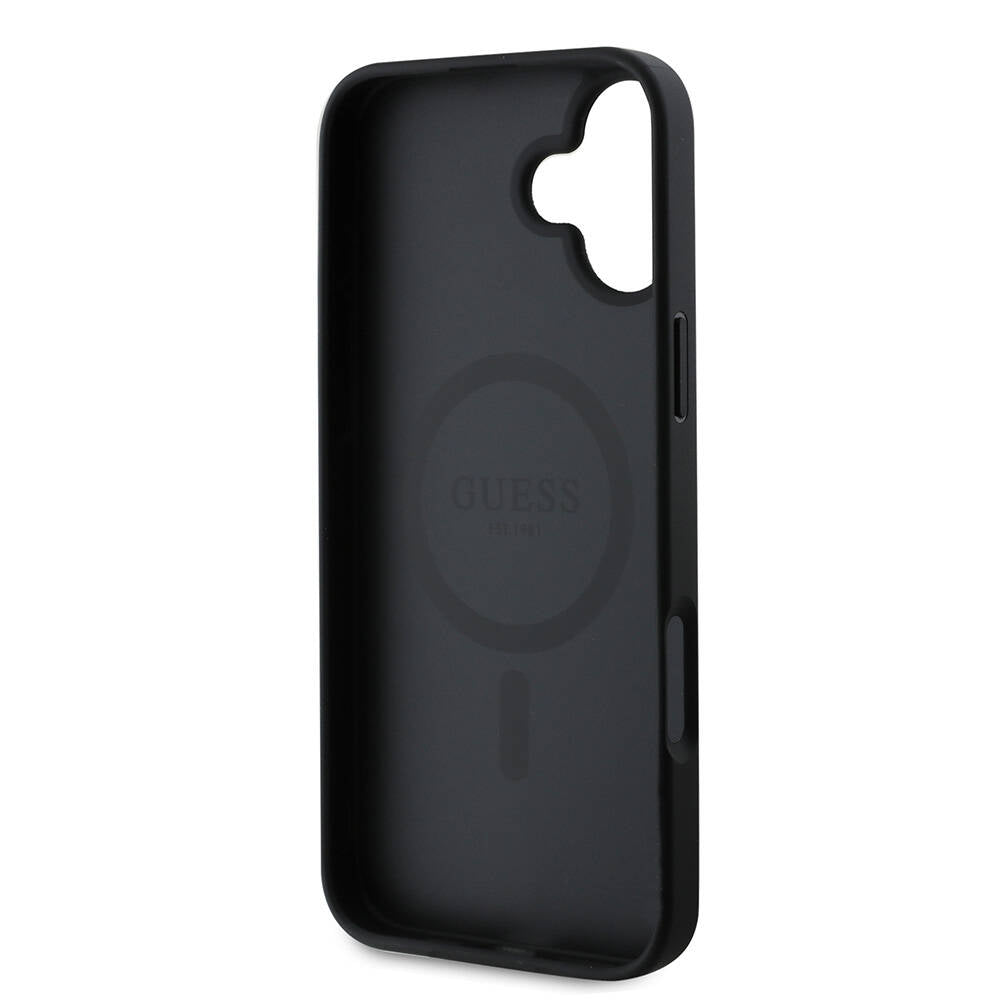 Capa MagSafe para Apple iPhone 16 Plus, Guess, Grained Gold Ring, Preta