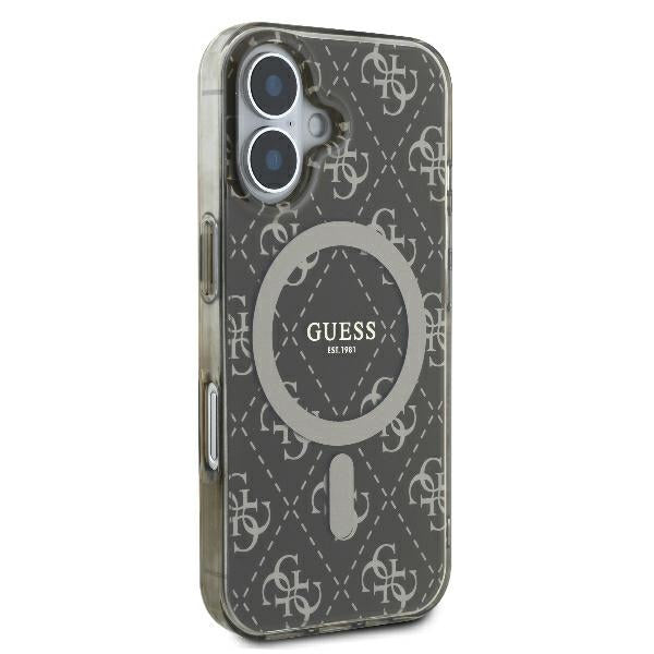 MagSafe Case for Apple iPhone 16 Plus, Guess, IML 4G Background, Brown