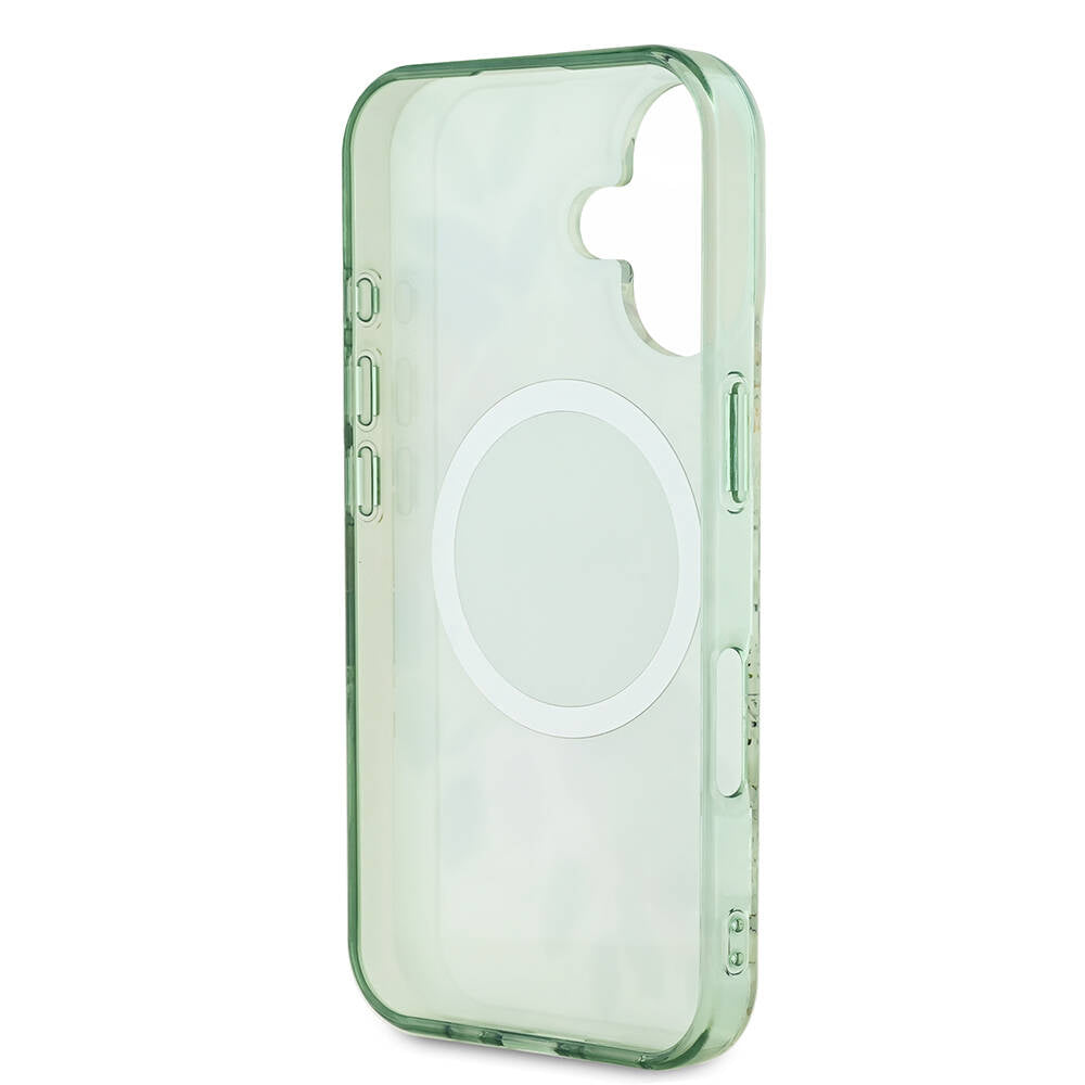 Capa MagSafe para Apple iPhone 16 Plus, Guess, IML Flower & Tonal Circle, Verde
