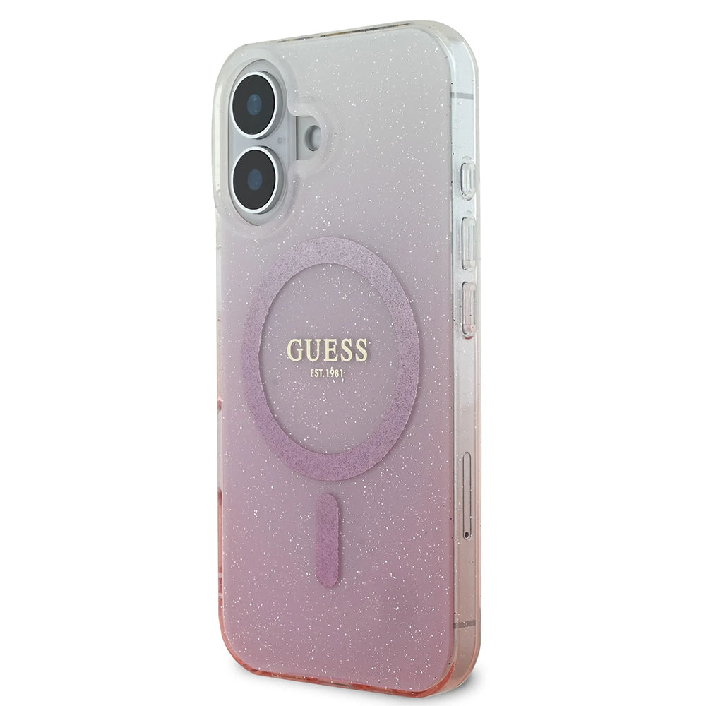 Capa MagSafe para Apple iPhone 16 Plus, Guess, IML Glitter Gradient, Rosa