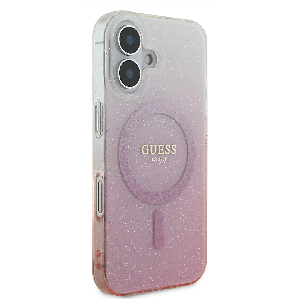 Capa MagSafe para Apple iPhone 16 Plus, Guess, IML Glitter Gradient, Rosa