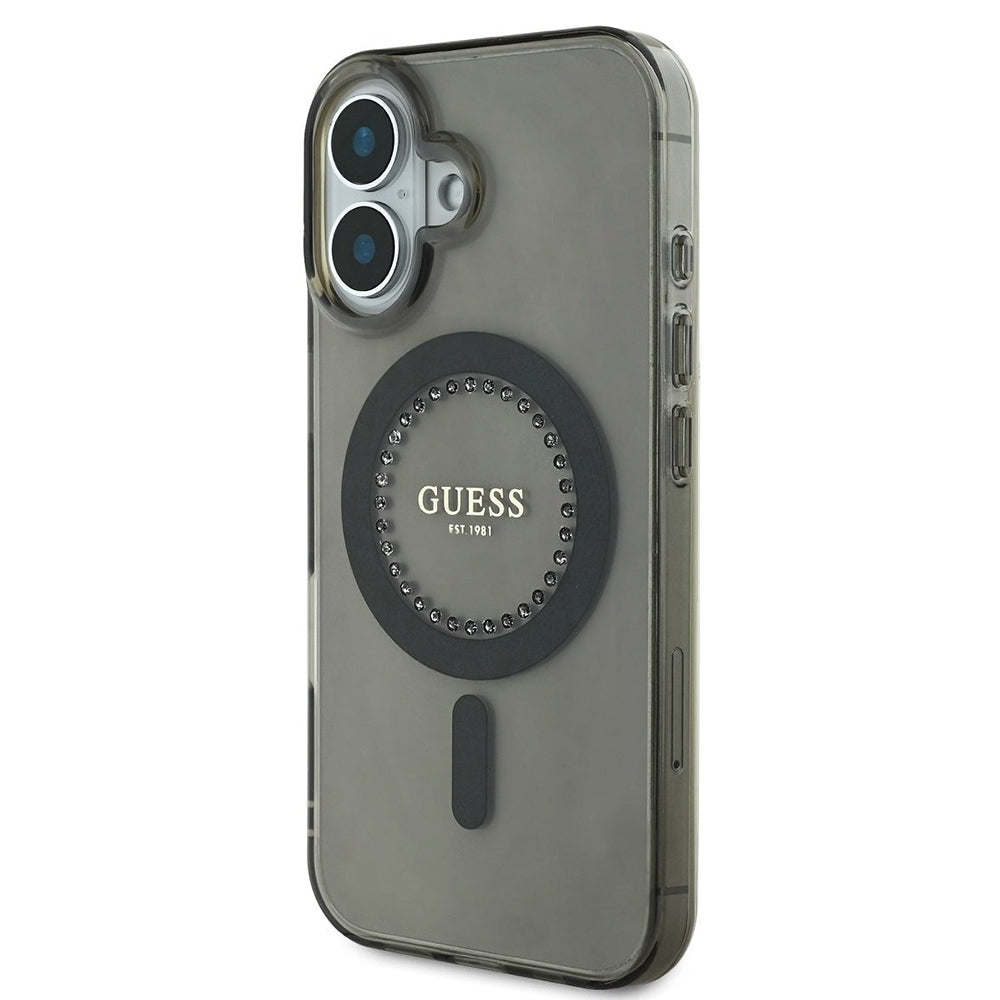Capa MagSafe para Apple iPhone 16 Plus, Guess, IML Rhinestone, Preta