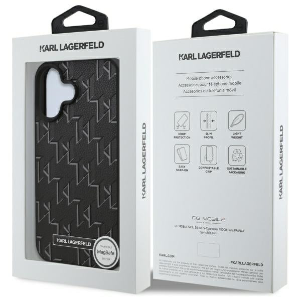 Capa MagSafe para Apple iPhone 16 Plus, Karl Lagerfeld, Hot Stamp, Preta