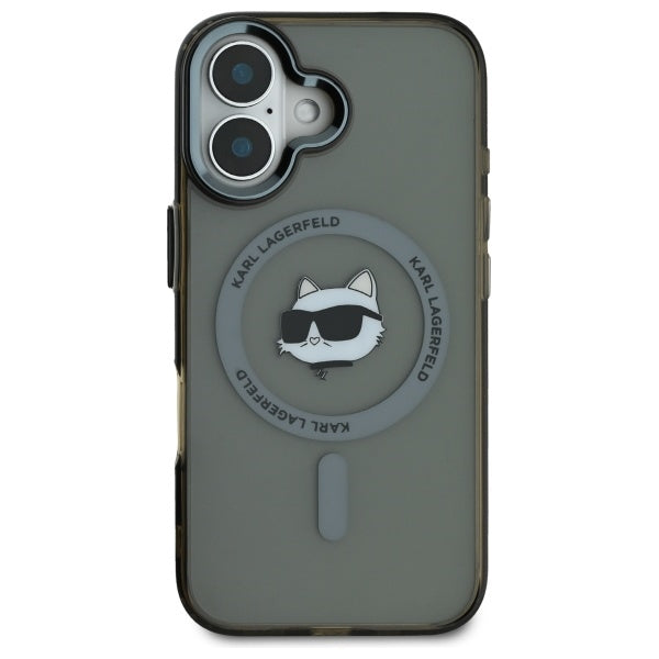 Capa MagSafe para Apple iPhone 16 Plus, Karl Lagerfeld, IML Metal Choupette's Head, Preta
