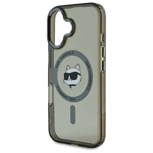 Capa MagSafe para Apple iPhone 16 Plus, Karl Lagerfeld, IML Metal Choupette's Head, Preta