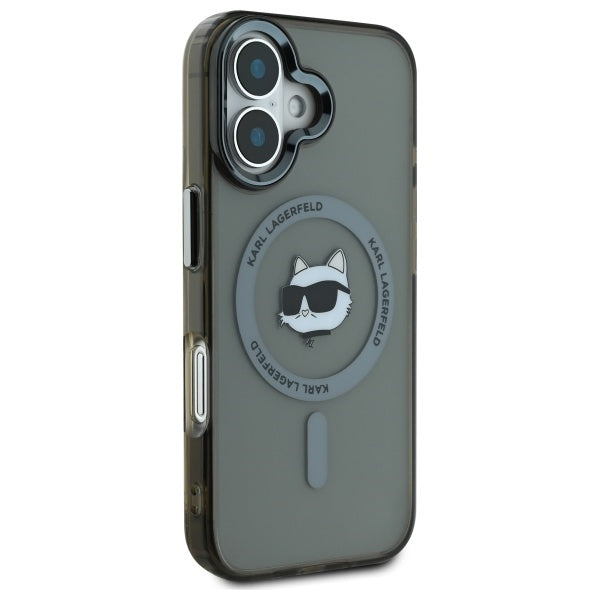 Capa MagSafe para Apple iPhone 16 Plus, Karl Lagerfeld, IML Metal Choupette's Head, Preta
